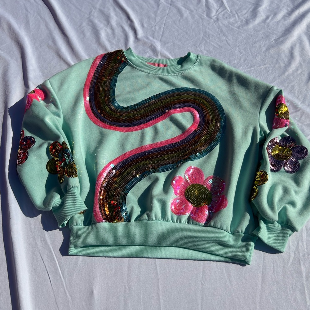 Simply Southern Mint Green Crewneck with Pink Label size small - Picture 2 of 7